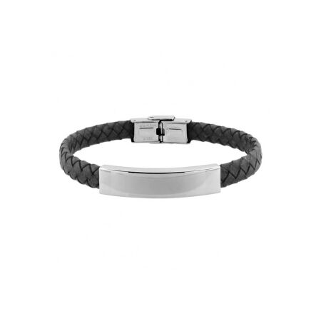 Bracelet Cargo rigide en acier et cuir