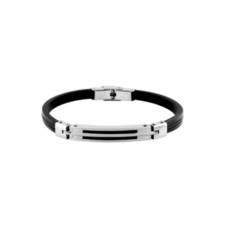 Bracelet Cargo rigide en acier et cuir