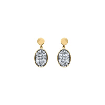 Boucles d'oreilles en or jaune et oxydes de zirconium