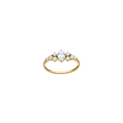 Bague en or jaune et oxyde de zirconium