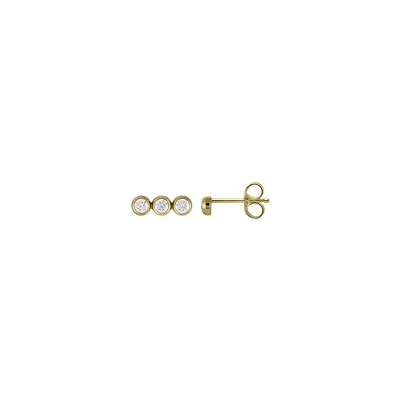 Boucles d'oreilles en or jaune et oxyde de zirconium