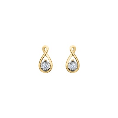 Boucles d'oreilles en or jaune et diamant