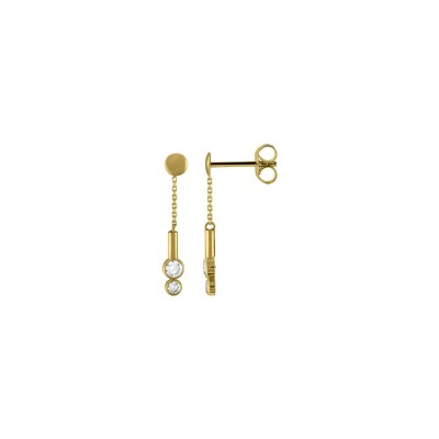 Boucles d'oreilles en or jaune et oxyde de zirconium