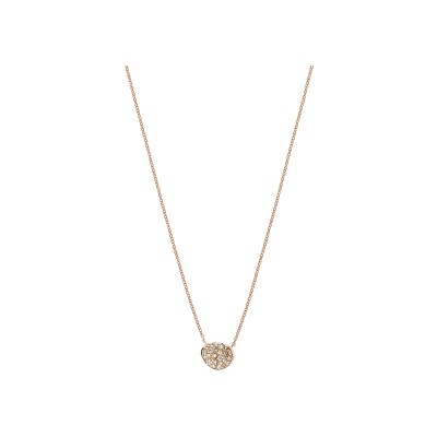 Collier Galet en or rose, diamants bruns et diamants