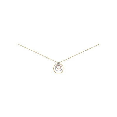 Collier tricolore en or jaune, or blanc, or rose et diamant, 42cm