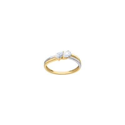 Bague en or jaune et oxyde de zirconium