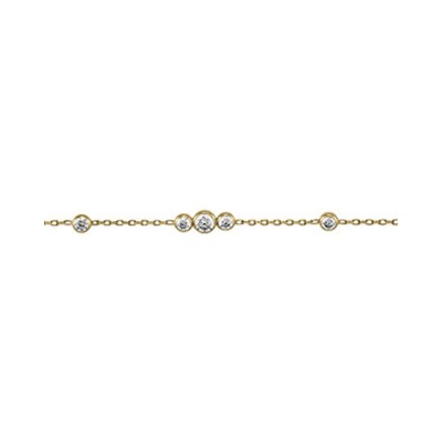 Bracelet en or jaune et oxyde de zirconium, 18cm