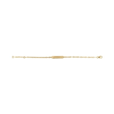 Gourmette bébé plaque rectangle en or jaune, 14cm