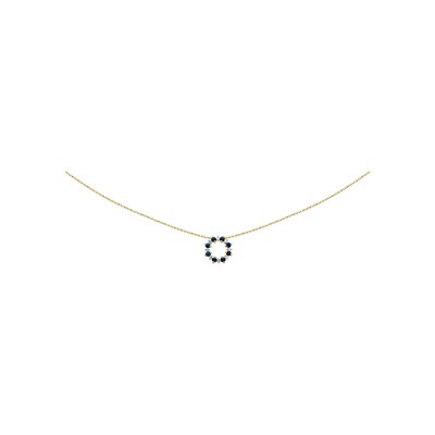 Collier en or jaune, saphir et oxyde de zirconium, 42cm