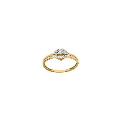 Bague en or jaune et oxyde de zirconium