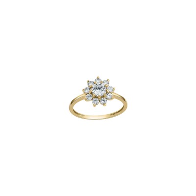 Bague en or jaune et oxyde de zirconium