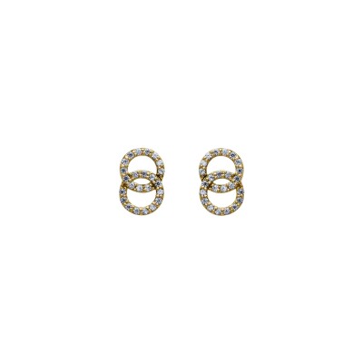 Boucles d'oreilles en or jaune et oxyde de zirconium