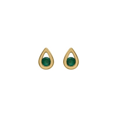 Boucles d'oreilles en or jaune et émeraude