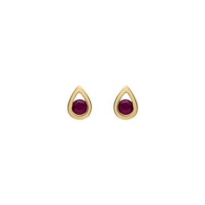 Boucles d'oreilles en or jaune et rubis