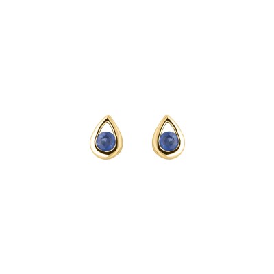 Boucles d'oreilles en or jaune et saphir