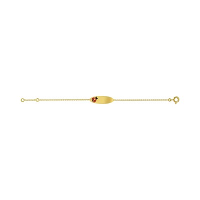 Bracelet plaque ovale coccinelle en or jaune et laque, 14cm