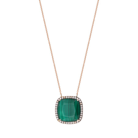 Collier Rinku en or rose, malachite et diamants