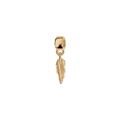 Charms coulissant plaqué or plume suspendu