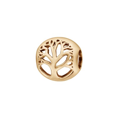 Charms coulissant plaqué or boule ajouré motif arbre de vie