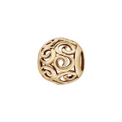 Charms coulissant plaqué or boule ajourée motif petites volutes