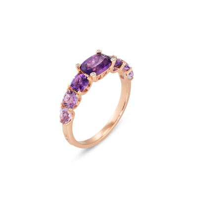 Bague Ponte Vecchio Iris en or rose, améthystes et diamants