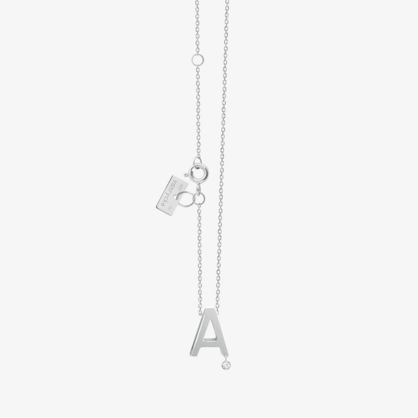 Collier Vanrycke Abécédaire lettre A en or blanc et 1 diamant