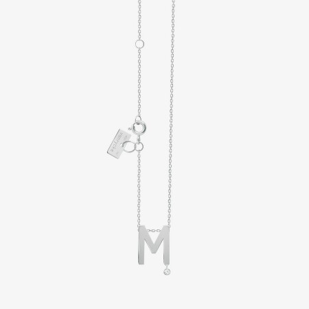 Collier Vanrycke Abécédaire lettre M en or blanc et 1 diamant