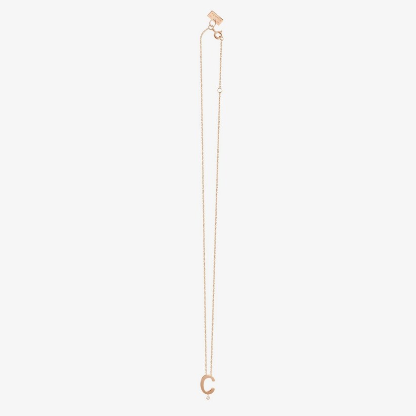 Collier Vanrycke Abécédaire lettre C en or rose et 1 diamant