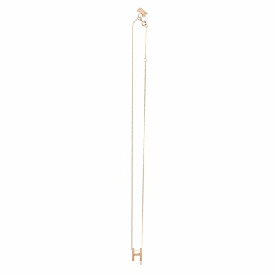 Collier Vanrycke Abécédaire lettre H en or rose et 1 diamant