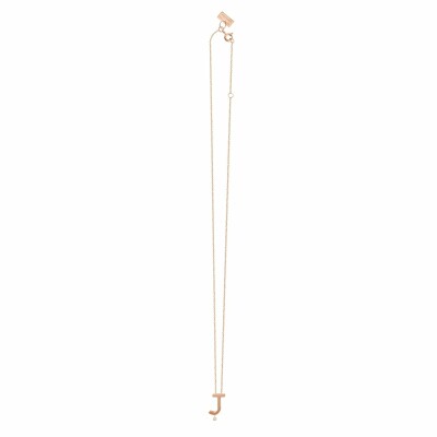 Collier Vanrycke Abécédaire lettre J en or rose et 1 diamant