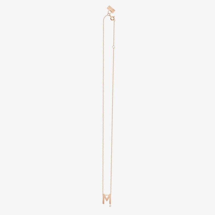 Collier Vanrycke Abécédaire lettre M en or rose et 1 diamant