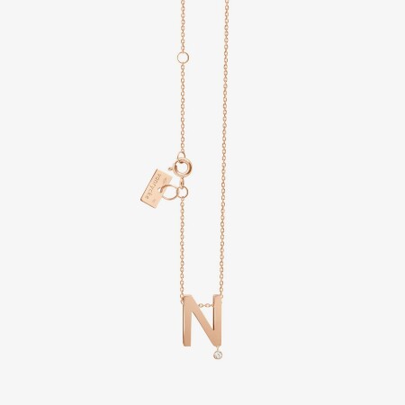 Collier Vanrycke Abécédaire lettre N en or rose et 1 diamant