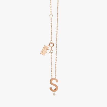 Collier Vanrycke Abécédaire lettre S en or rose et 1 diamant