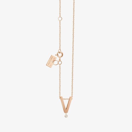 Collier Vanrycke Abécédaire lettre V en or rose et 1 diamant