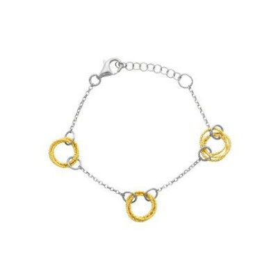Bracelet Orus Bijoux Spiral en argent doré et argent rhodié