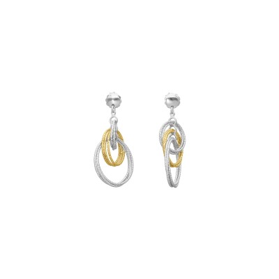 Boucles d'oreilles Orus Bijoux Spiral en argent doré et argent rhodié