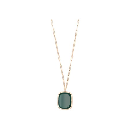 Collier en or rose et agate verte