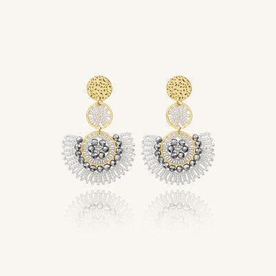 Boucles d'oreilles Sàntibé Bijoux Cancun dorées à l'or fin et perles