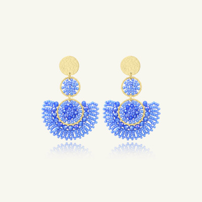Boucles d'oreilles Sàntibé Bijoux Cancun en laiton, métal doré et perles lilas