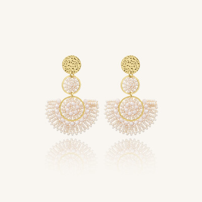 Boucles d'oreilles Sàntibé Bijoux Cancun dorées à l'or fin et perles