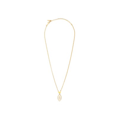 Collier Satellite Capraia en métal doré à l'or fin, résine, nacre, perles de rivière et grenat