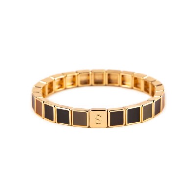 Bracelet Simone à Bordeaux Carré Serti Au Coin du Feu en métal doré émaillé serti