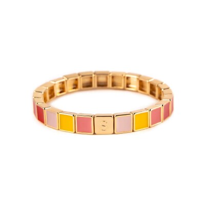 Bracelet Simone à Bordeaux Carré Serti Gourmandise en métal doré émaillé serti