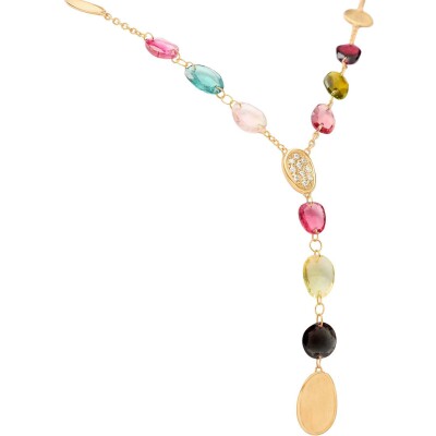 Collier Marco Bicego LUNARIA COLOR en or jaune, tourmaline et diamants