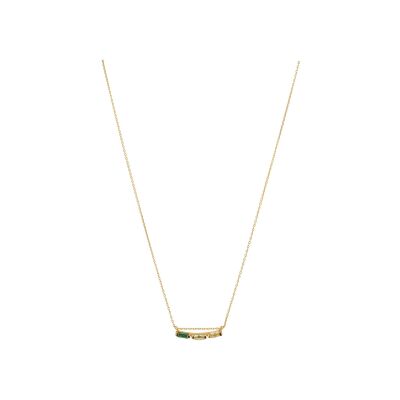 Collier Une A Une Crystal en laiton doré et zircons