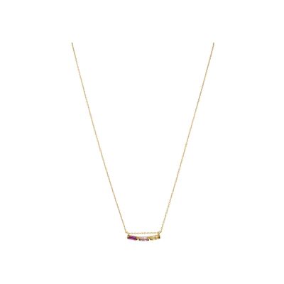 Collier Une A Une Crystal en laiton doré et zircons