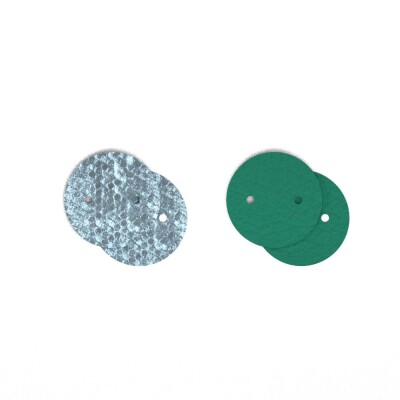 Cuir pour boucles d'oreilles Les Georgettes Egée / Vert Antique, 25 mm