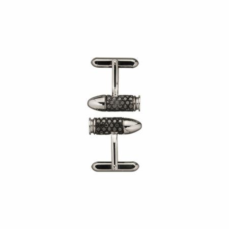 Akillis Bang Bang cufflinks, white gold, black diamond pave