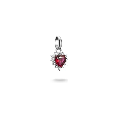Pendentif Thomas Sabo Charm Club en argent, rubis synthétique et oxyde de zirconium