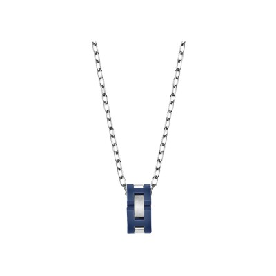 Collier Herbelin Cap Camarat en acier brossé et céramique bleue sablée
